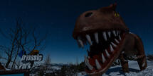 Dinosaurier T-Rex unterm Sternenhimmel auf der Steinplatte